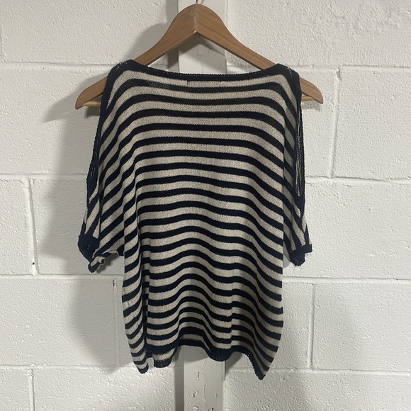 Mango Navy|Beige Striped Lightweight Top Sz XS - Picture 3 of 3